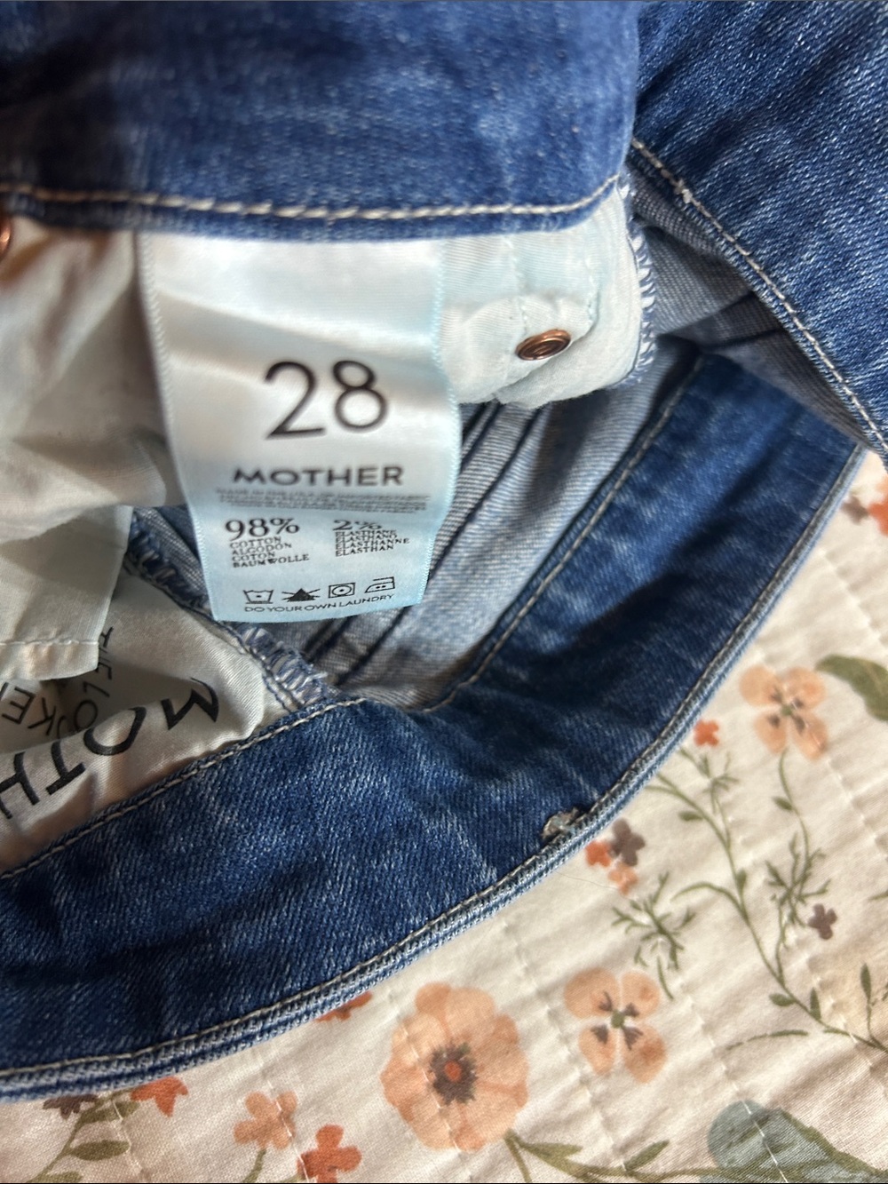 MOTHER The Looker Ankle Zip 'Graffiti Girl' Jeans - Blue Denim - Picture 2 of 4